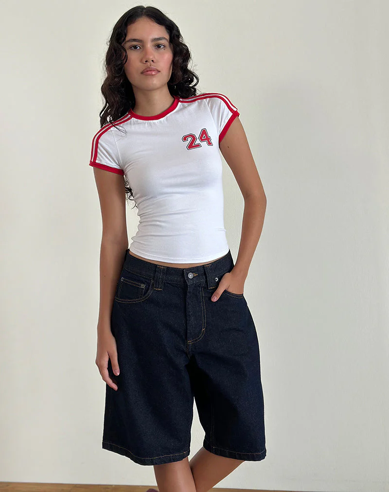Salda Tee in White with Tango Red Binding - Image 2