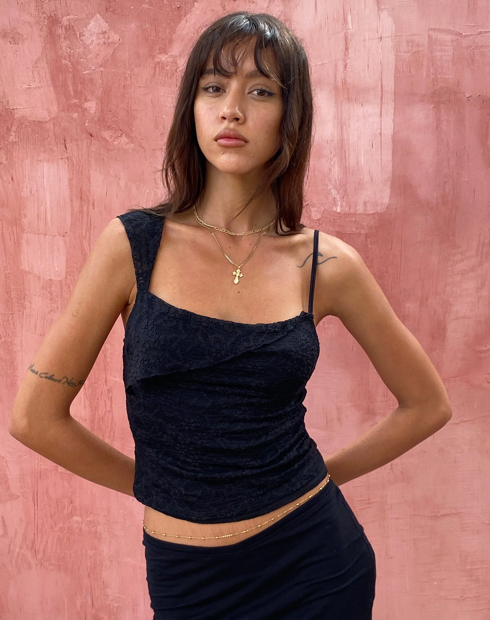 Sambu Lace Cami Top in Black - Image 4