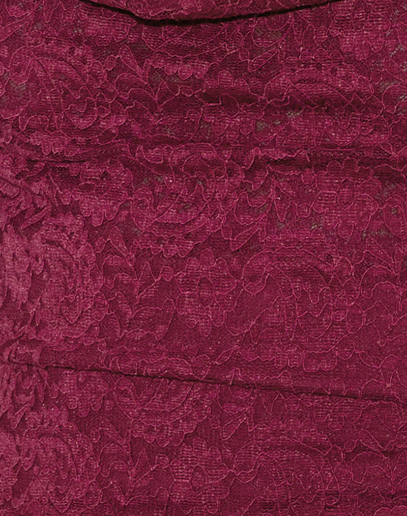 Samwell Halterneck Top in Paisley Lace Burgundy - Image 6