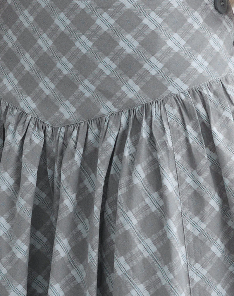 Sanadi Midi Skirt in Poplin Oblique Check Grey - Image 5