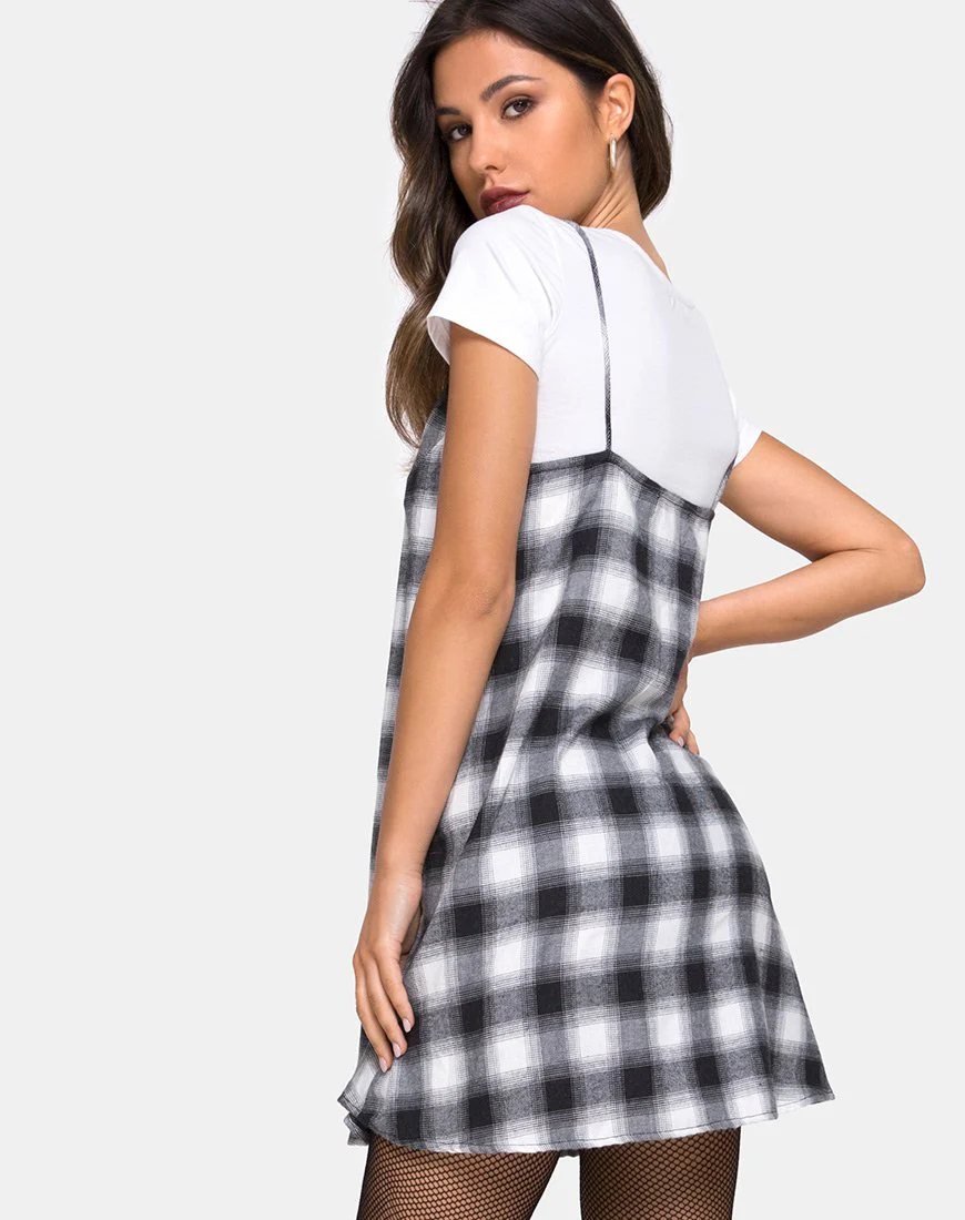 Sanna Slip Dress in Plaid Black White - Image 2