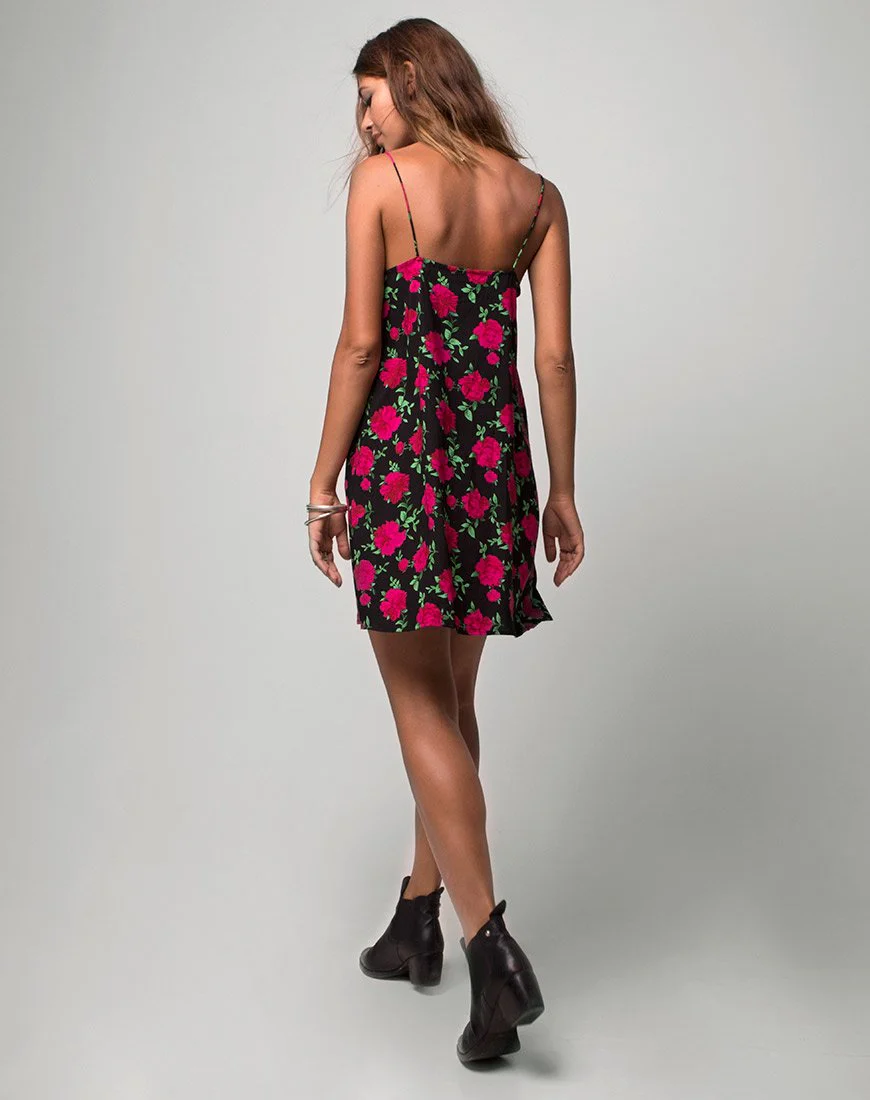 Sanna Slip Dress in Valeria Rose Black and Red - Image 4