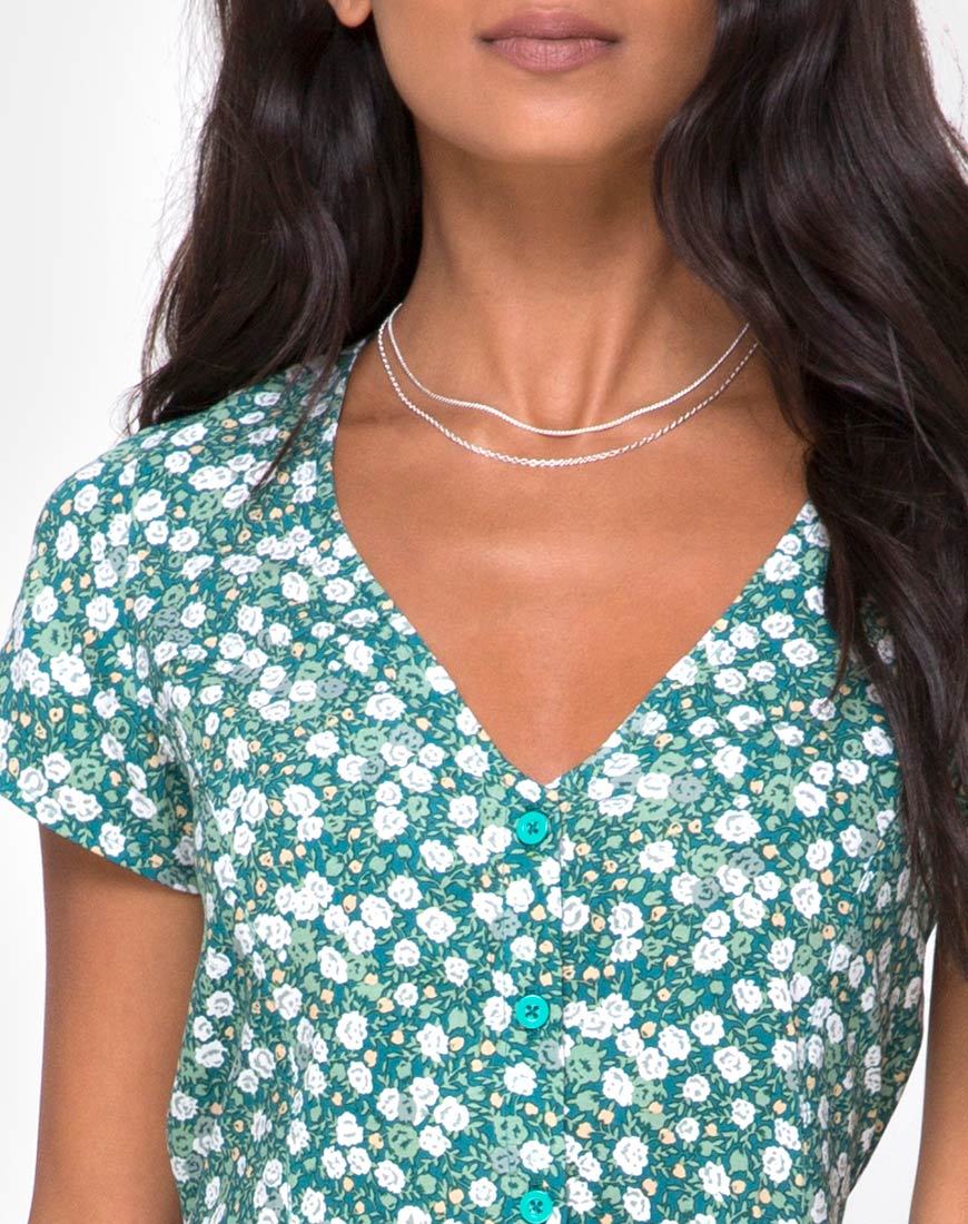 Sanrin Midi Dress in Floral Field Green - Image 5