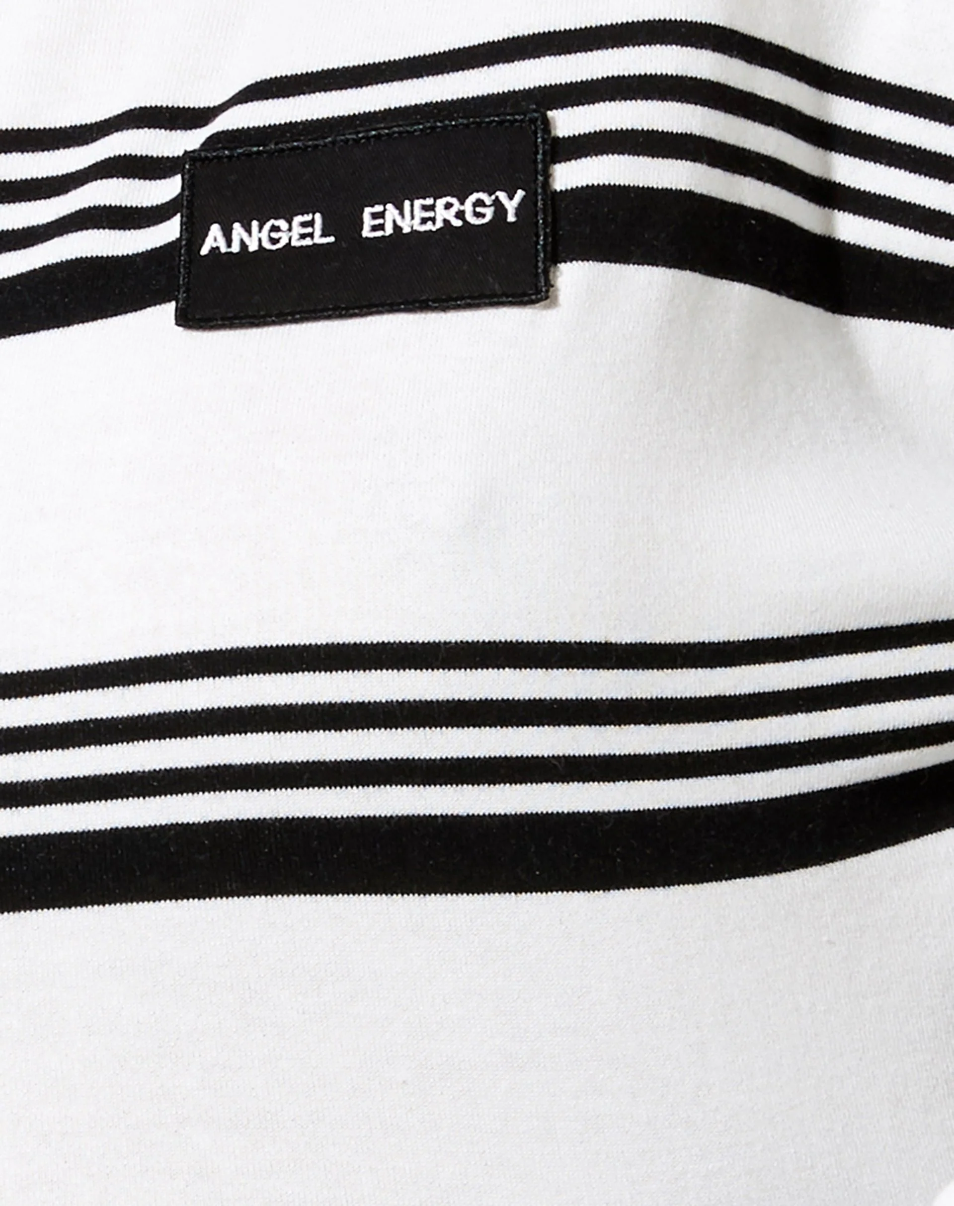 Saria Crop Top in Black Stripe 'Angel Energy' Label - Image 5