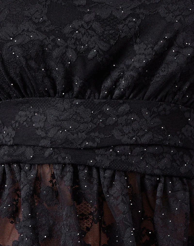 Sayong One Shoulder Top in Floral Lace Black - Image 6
