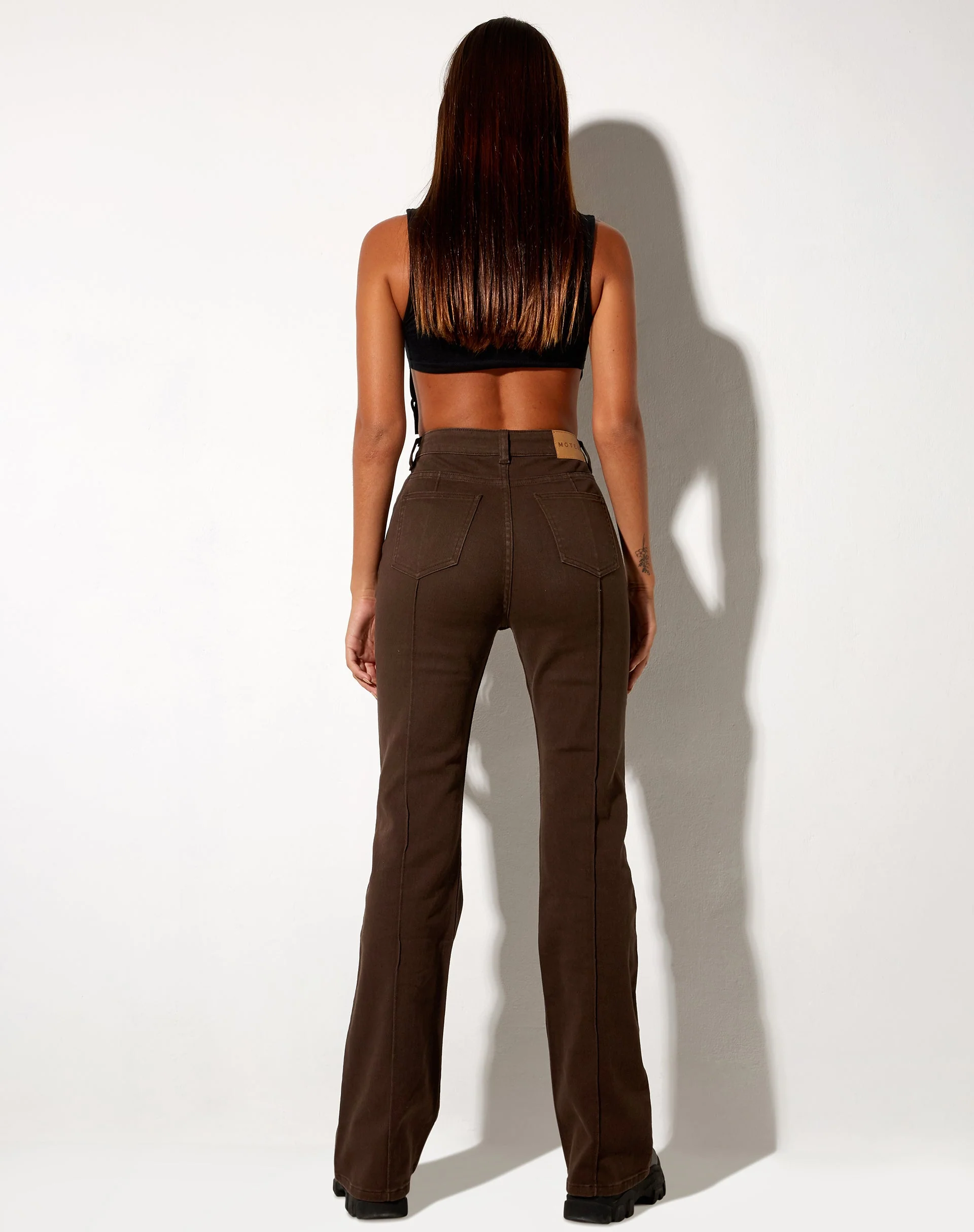 Seam Bootleg Jeans in Bitter Chocolate - Image 5