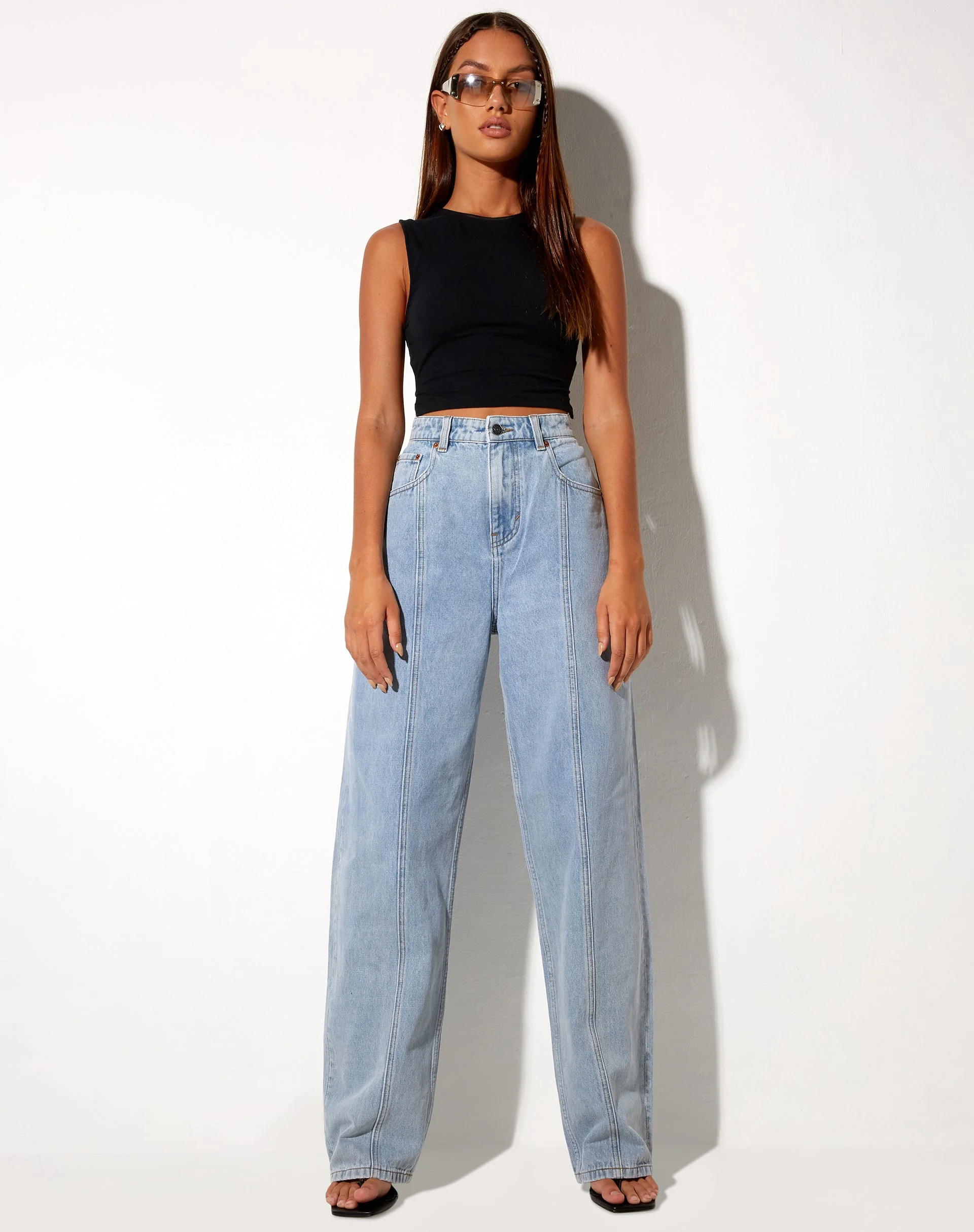 Seam Parallel Jeans in Light Wash Blue - Image 5