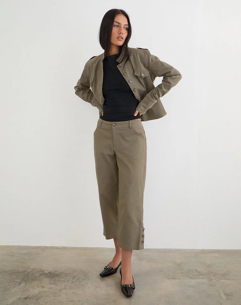 Selesa Capri Trouser in Twill Khaki - Image 2