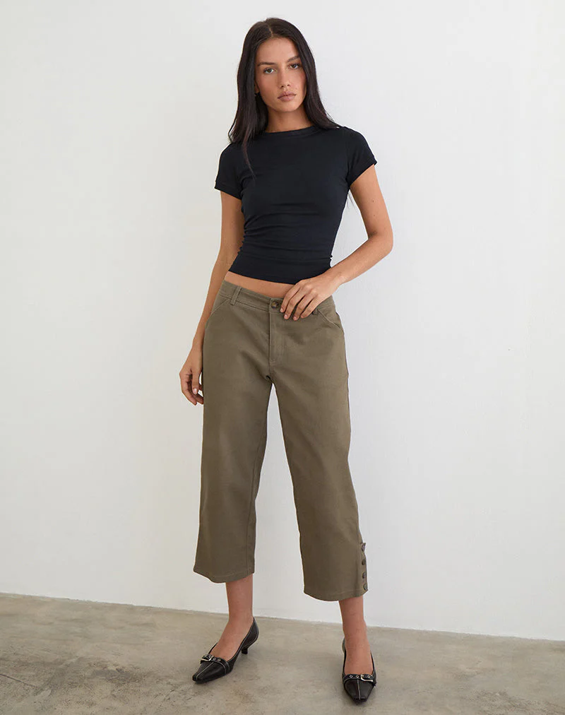Selesa Capri Trouser in Twill Khaki - Image 5