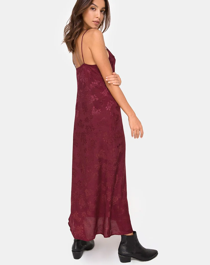 Senia Dress in Satin Rose Burgundy - Image 4