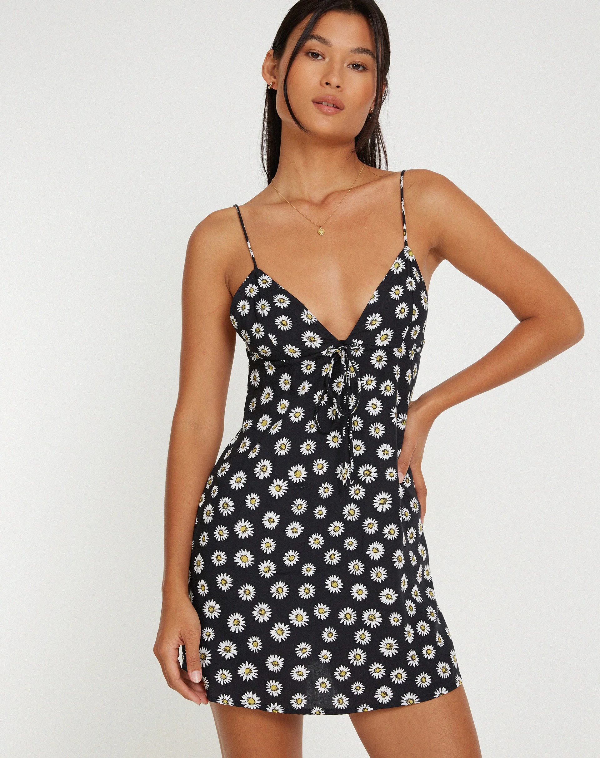 SENORA DRESS GRUNGE DAISY BLACK