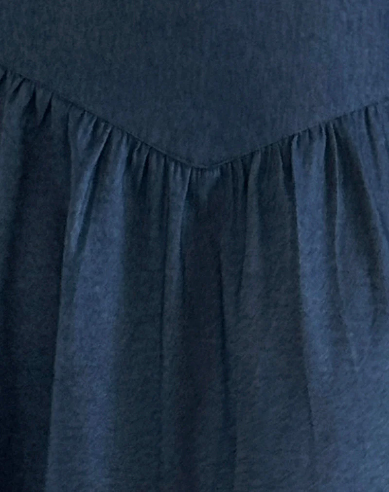 Seraya Midi Skirt in Denim Chambray Indigo - Image 5