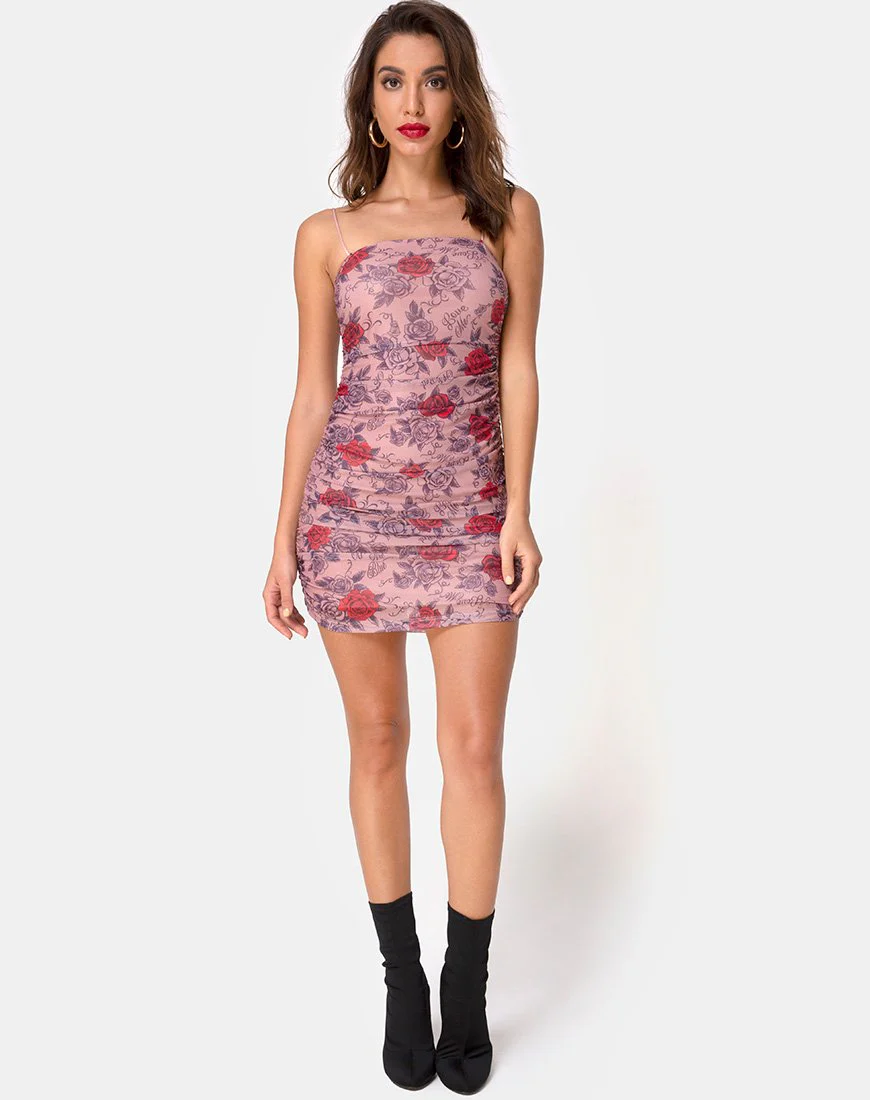 Seruchi Dress in Roses Are Red Mesh - Image 3