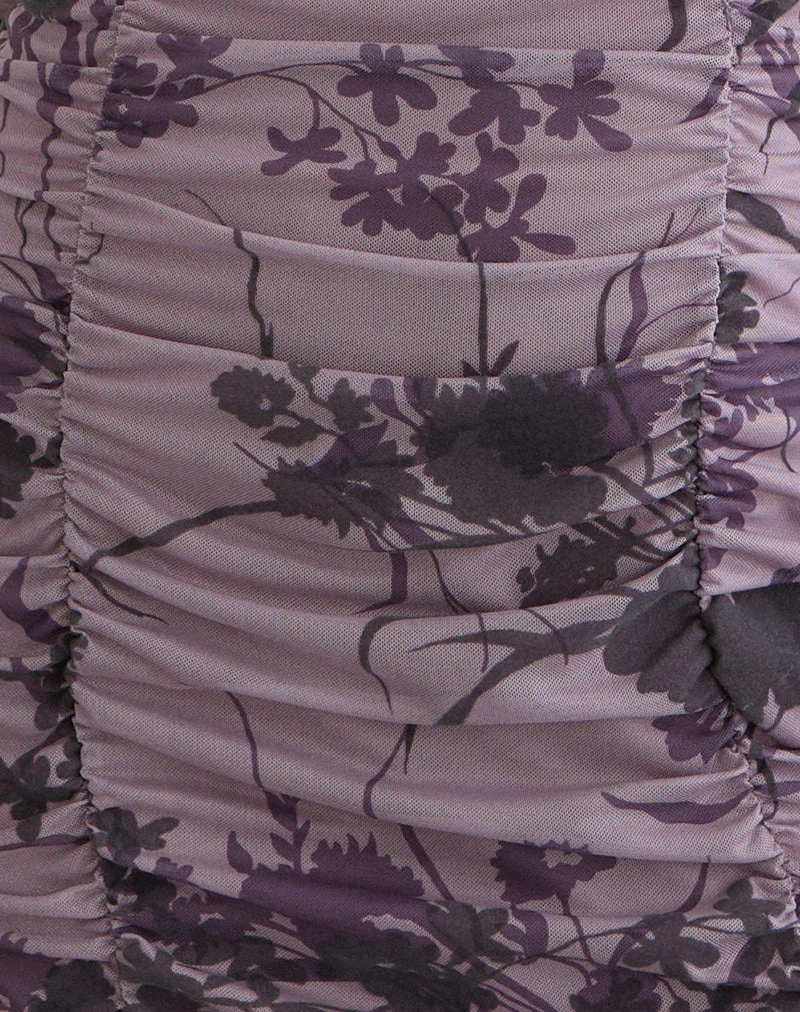Sezuko Dress in Flock Shadow Flower Purple - Image 6