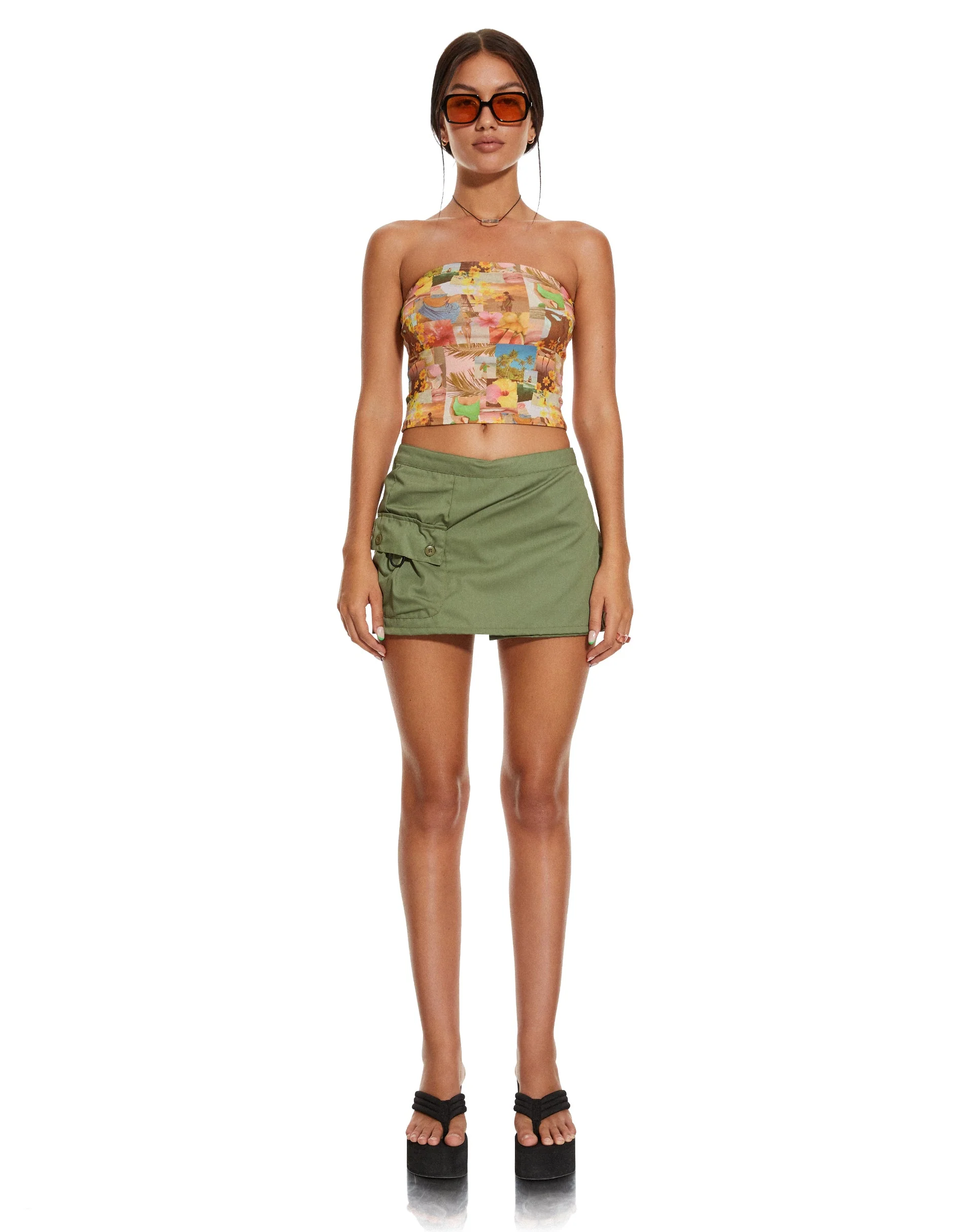 MOTEL X BARBARA Shae Bandeau Top in 90's Tropical Collage - Image 3