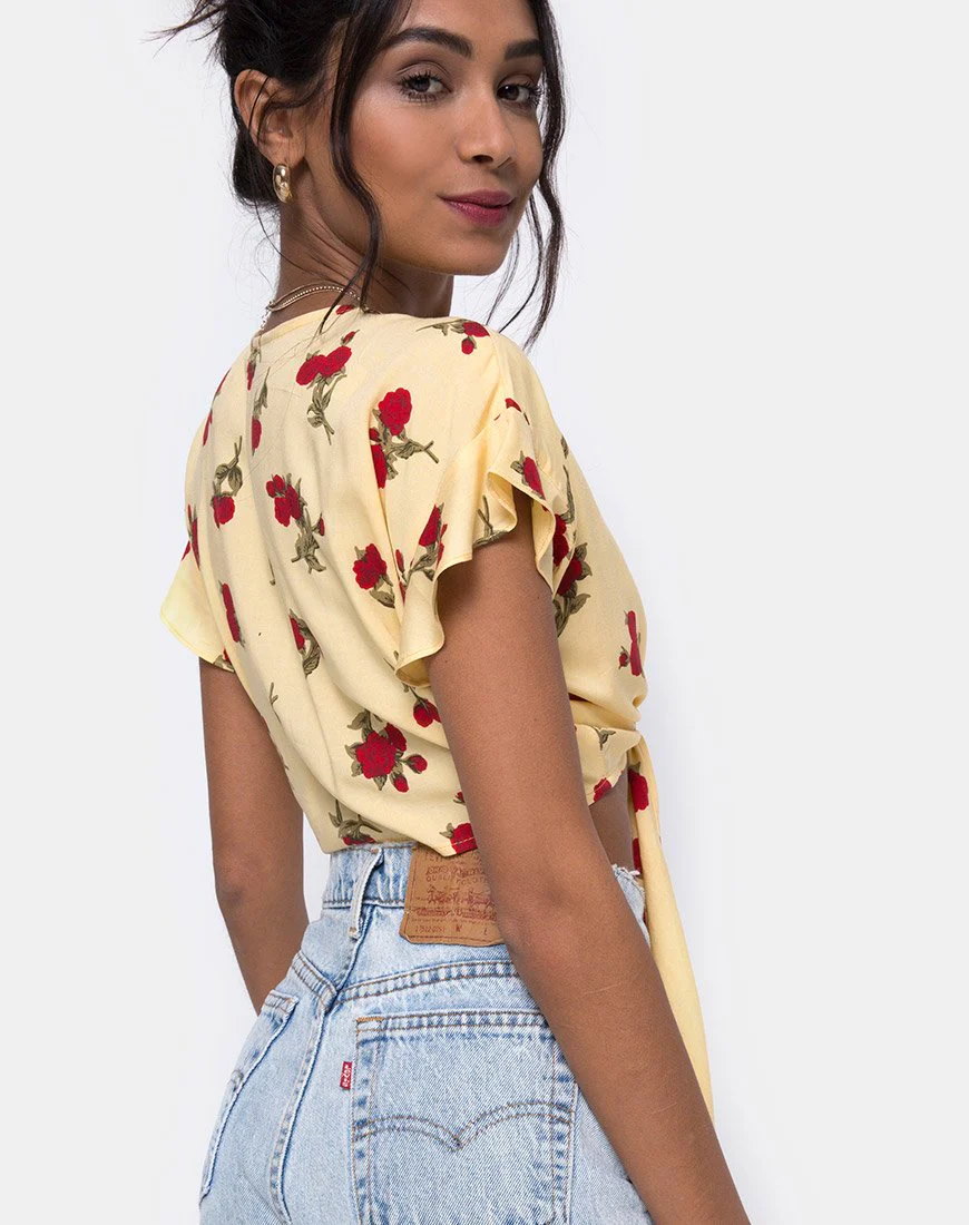 Shae Crop Top in Falling Rose Yellow - Image 2