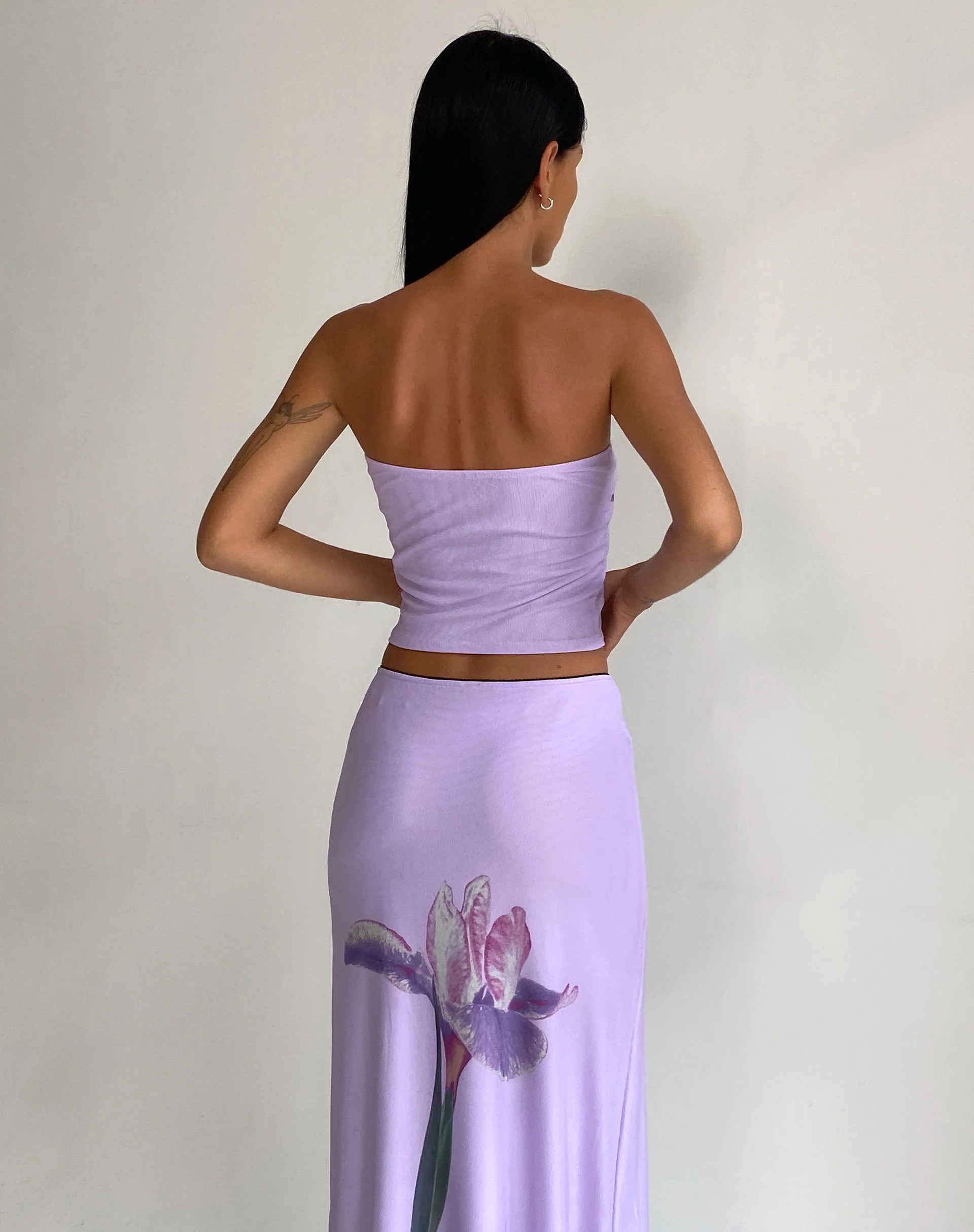 Shae Bandeau Top in Lilac Flower Placement - Image 6