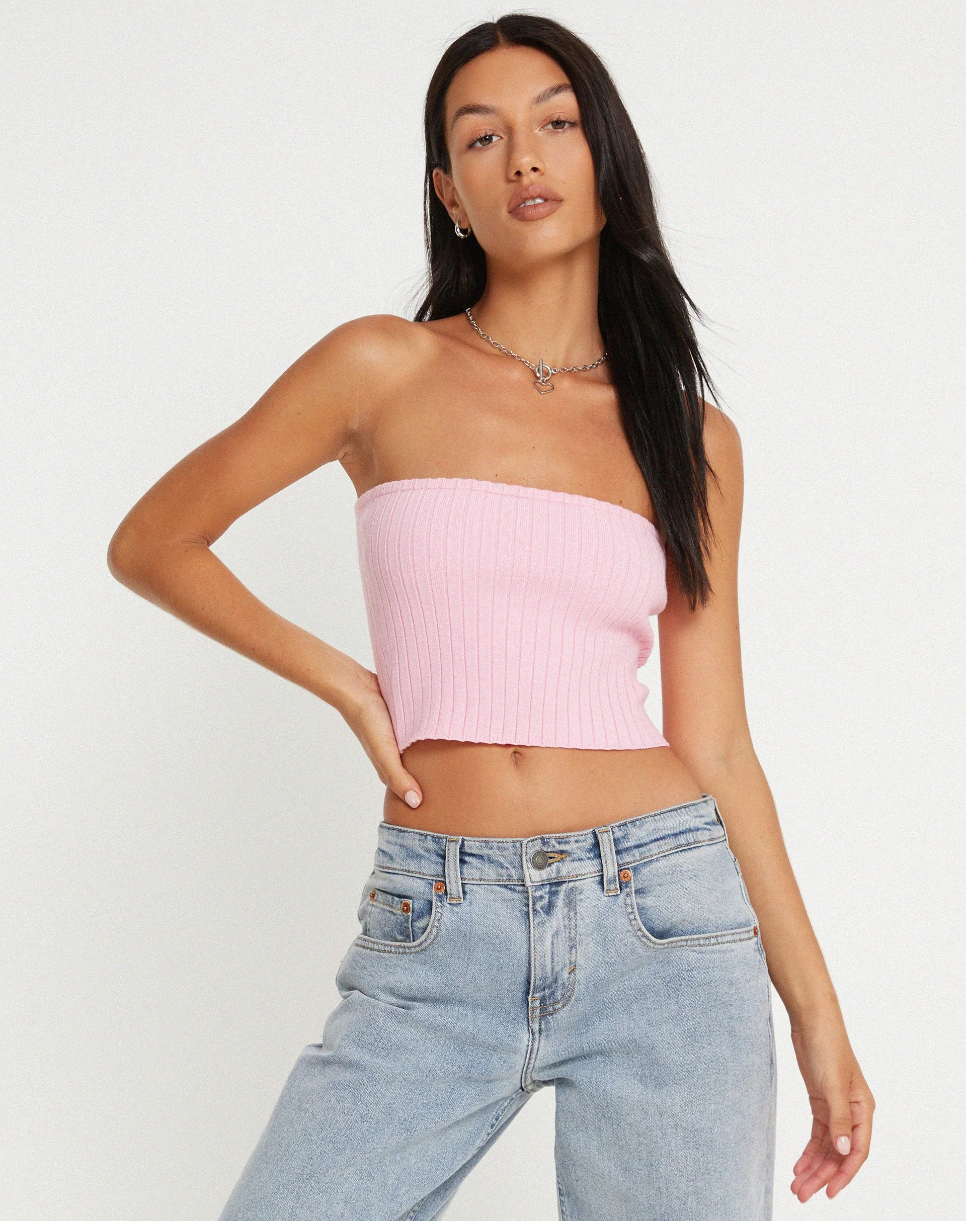 Shae Bandeau Knitted Top in Pink - Image 4