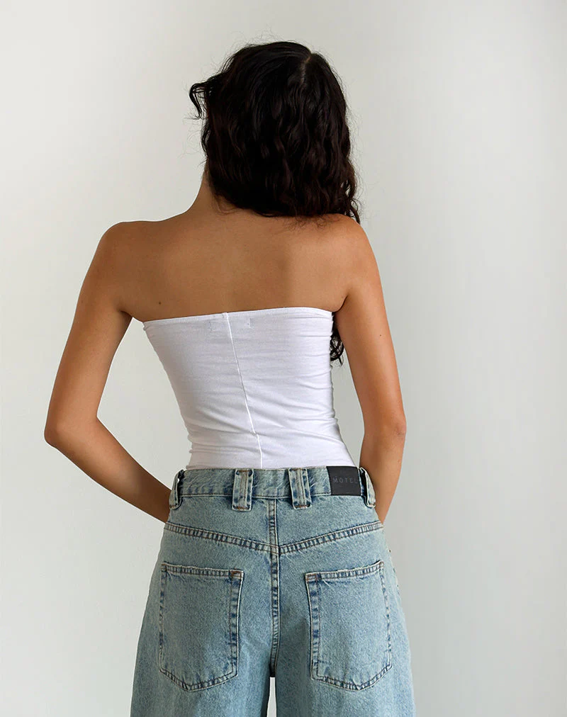 Shaelo Bandeau Top in White - Image 3