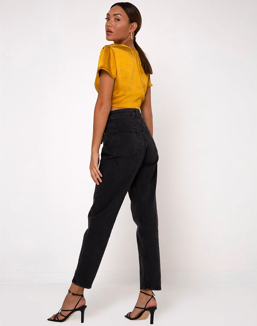 Shaera Crop Top in Satin Turmeric - Image 4