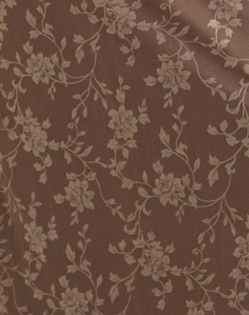 Shaleed Maxi Dress in Leafy Flock Dark Taupe - Image 5