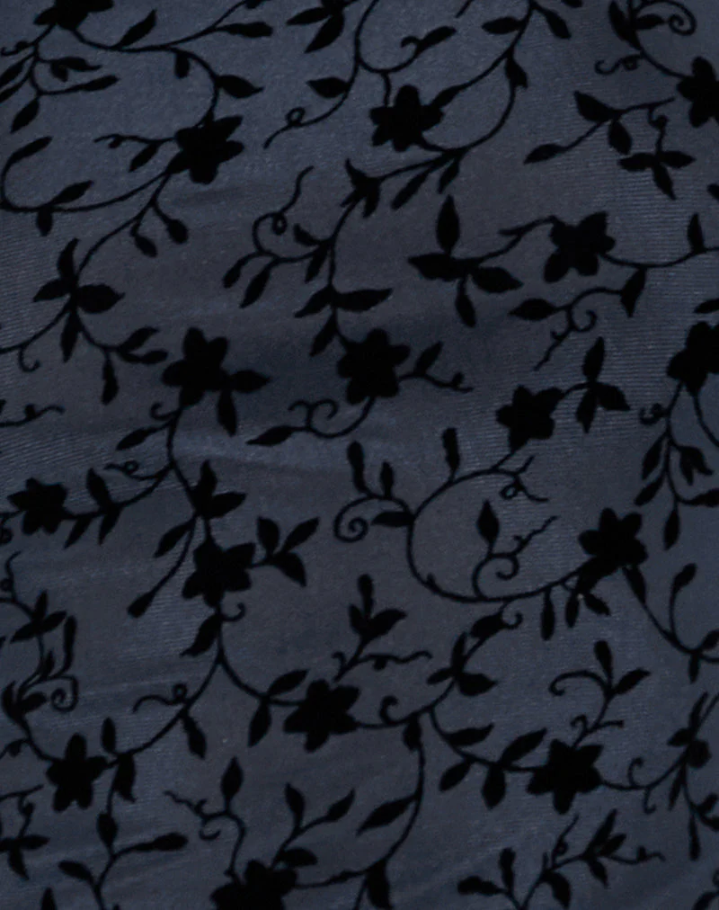 Shaleed Maxi Dress in Pretty Petal Flock Navy - Image 6