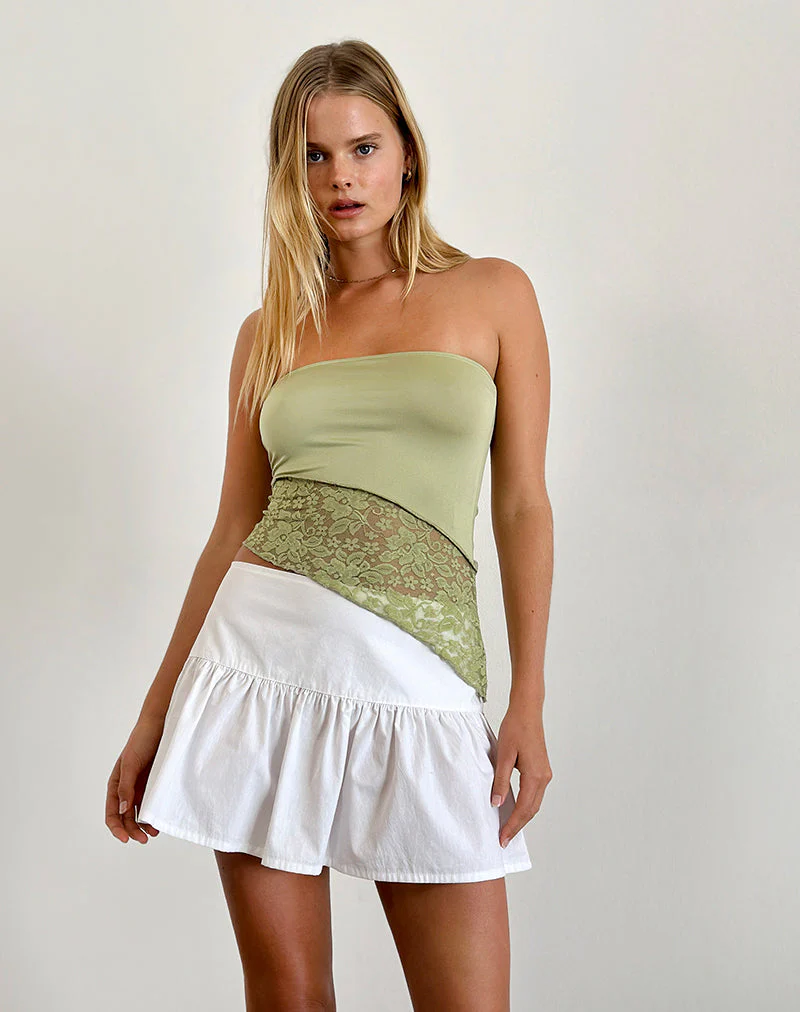 Shanda Lace Tube Top in Sage - Image 3