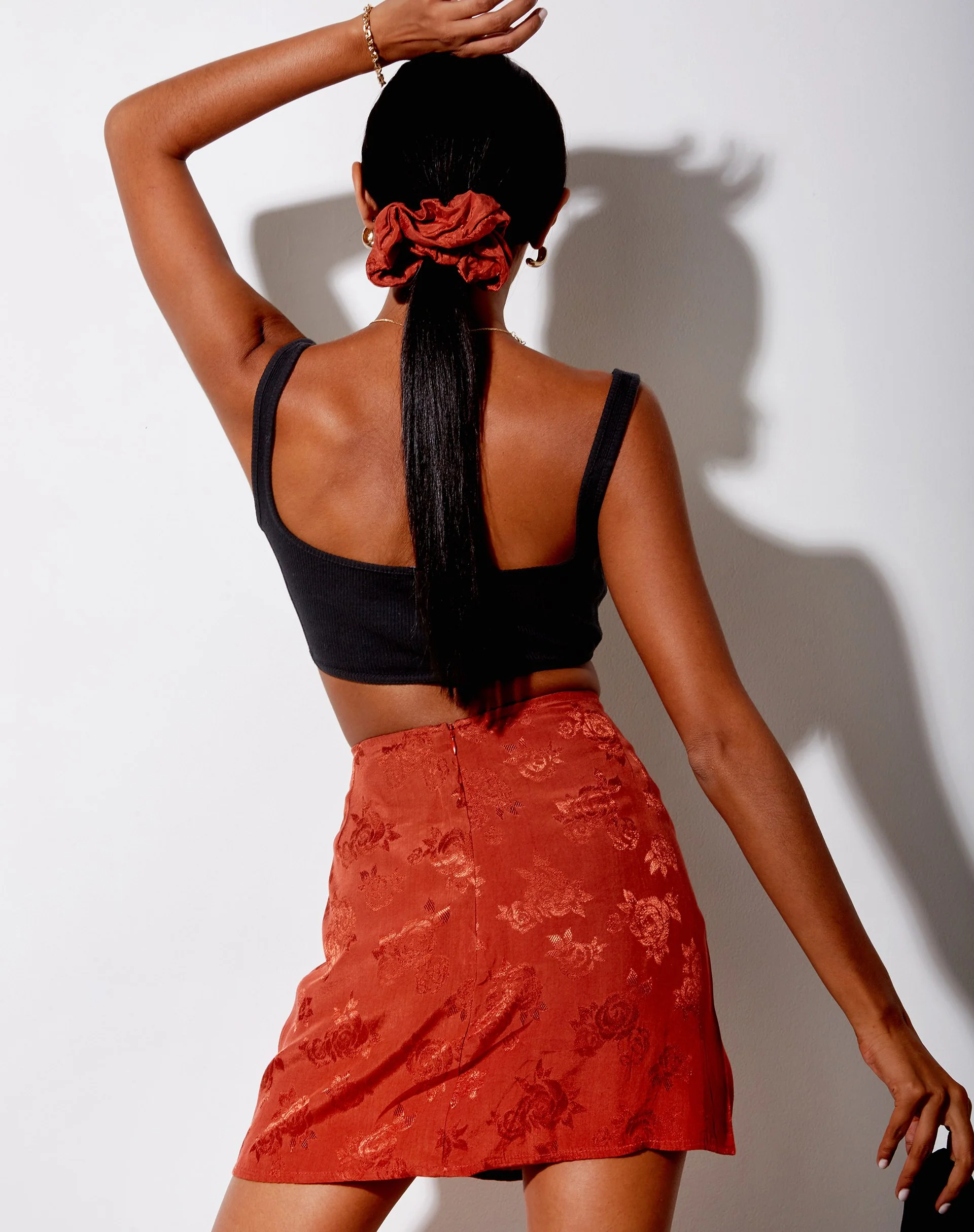Shenka Mini Skirt in Satin Rose Copper - Image 3