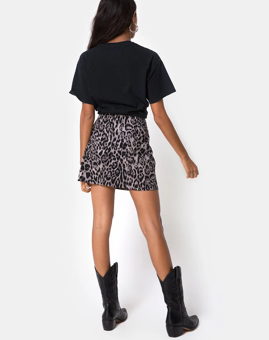 Sheny Mini Skirt in Leopard Grey - Image 5
