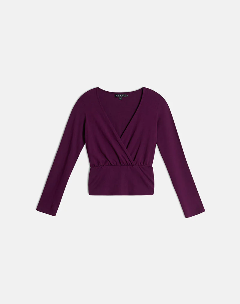 Sheon Long Sleeve Top in Rayon Jersey Fig - Image 5