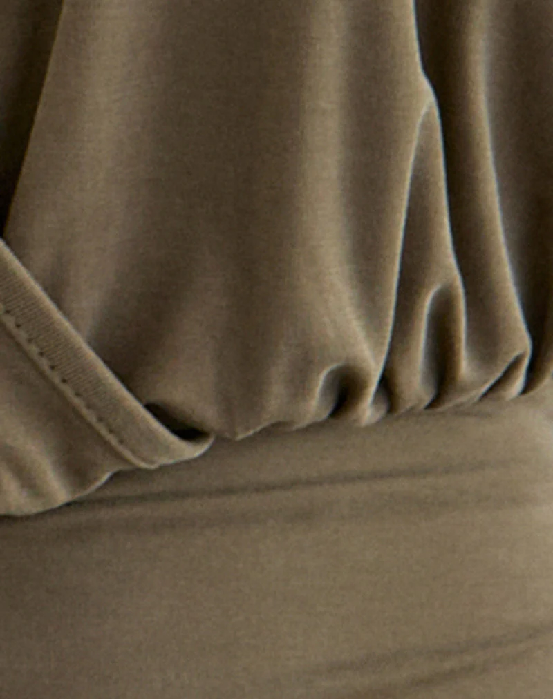 Sherlyn Halter Top in Cupro Khaki - Image 6