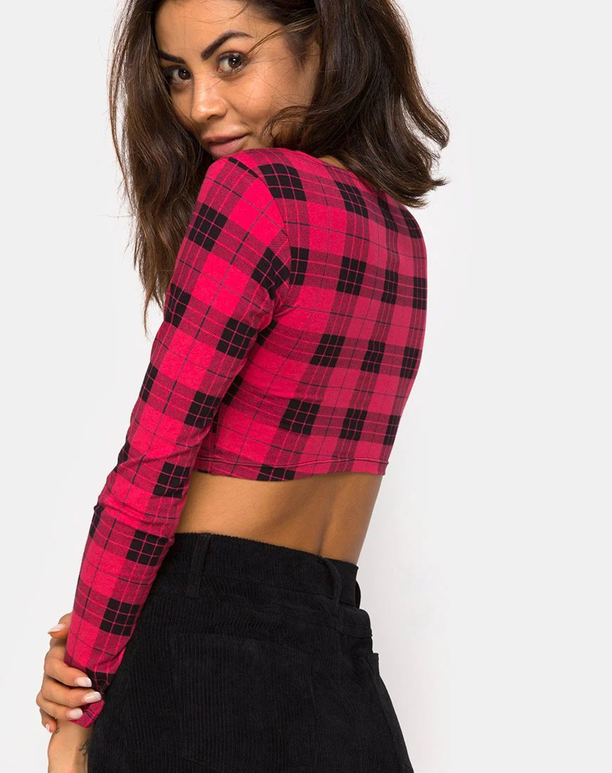 Shimla Crop Top in Winter Plaid Red / Black - Image 6