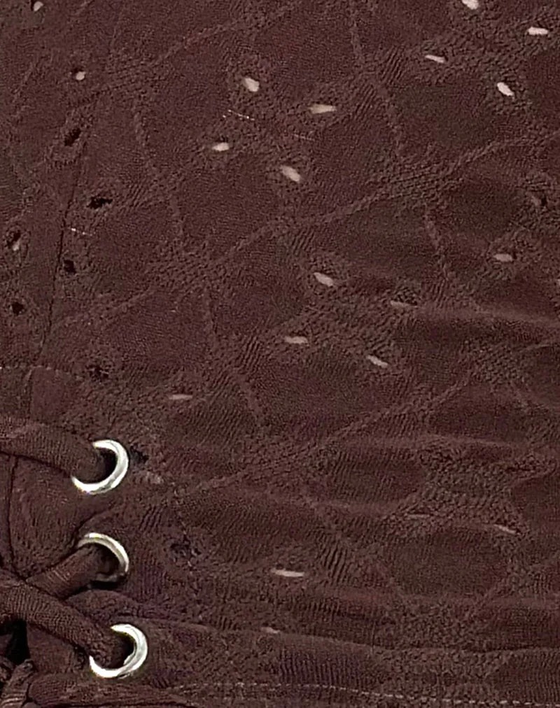 Shrine Short in Stretch Broderie Brown - Image 6