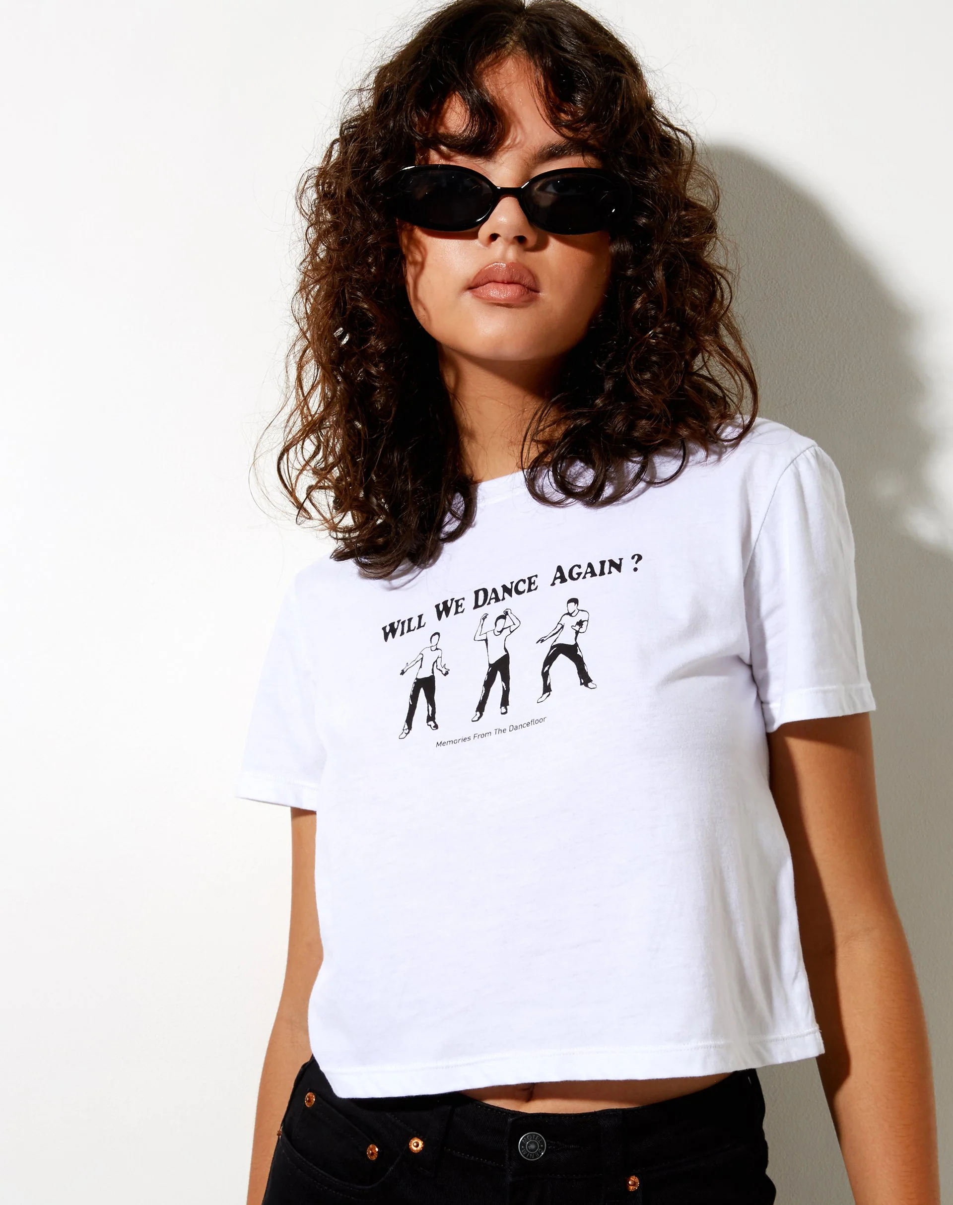 Shrunk Tee in White Will We Dance Again