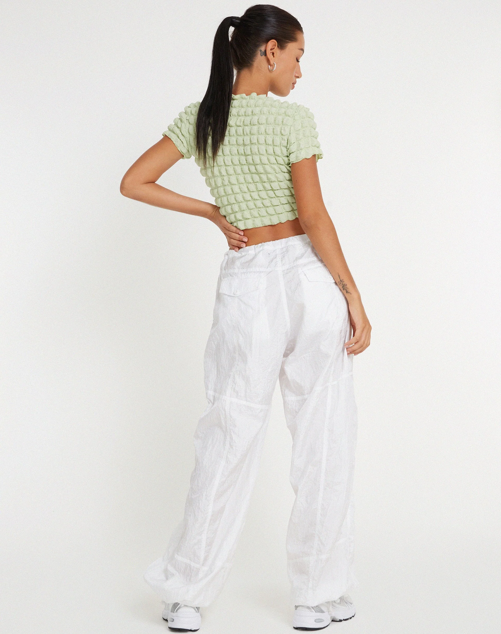 Shrunken Top in Big Bubble Jersey Pastel Lime - Image 5