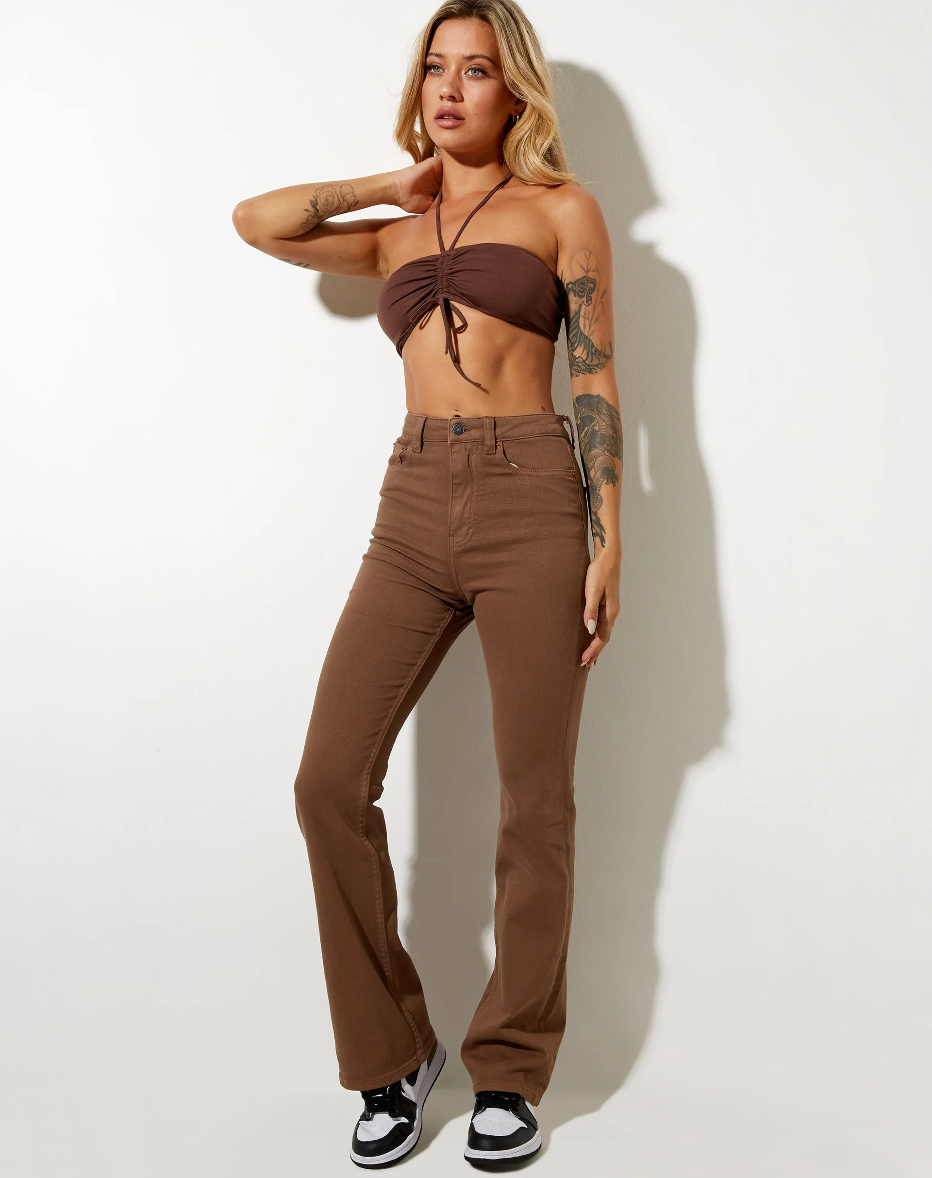 Shuji Crop Top in Lycra Deep Mahogany - Image 3