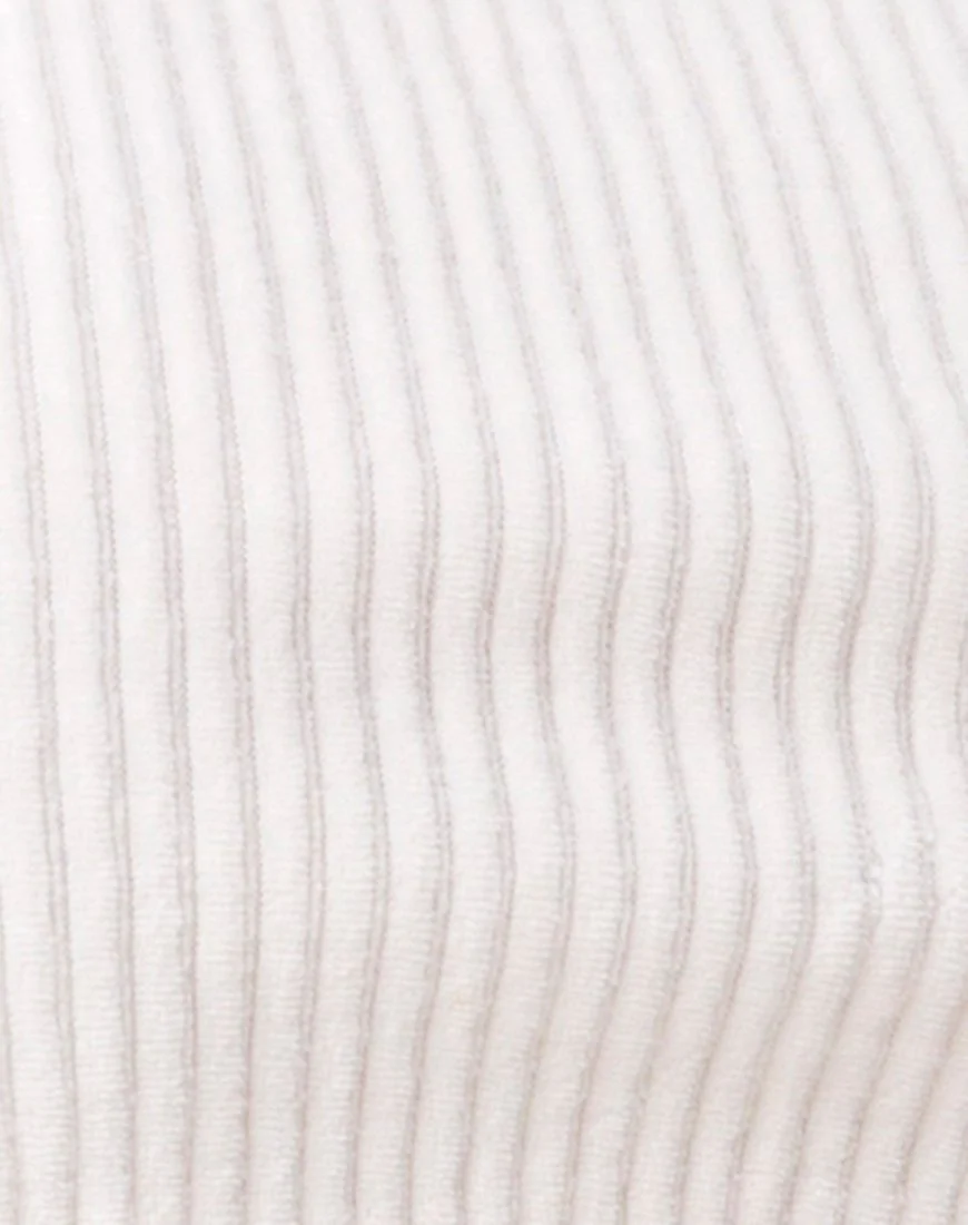 Shureen Crop Top in Velvet Rib White - Image 5