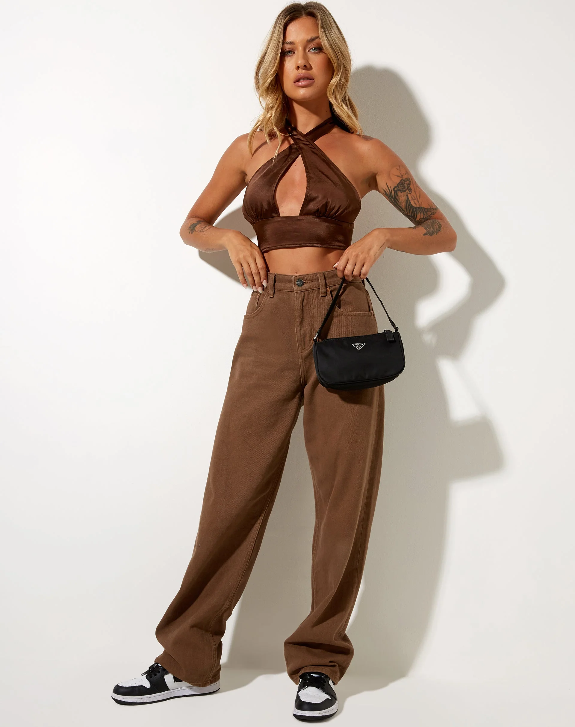 Silta Crop Top in Satin Chocolate - Image 5