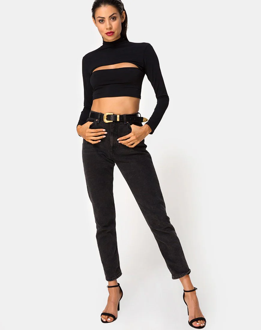 Sinex Crop Top in Black - Image 3