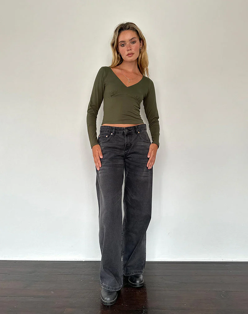 Sisil Long Sleeve Top in Olive - Image 4
