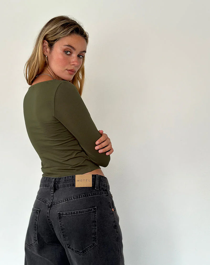 Sisil Long Sleeve Top in Olive - Image 5