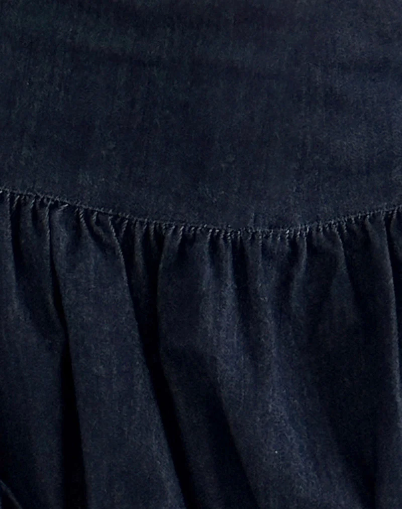 Sisila Puffball Mini Skirt in Chambray Indigo - Image 7