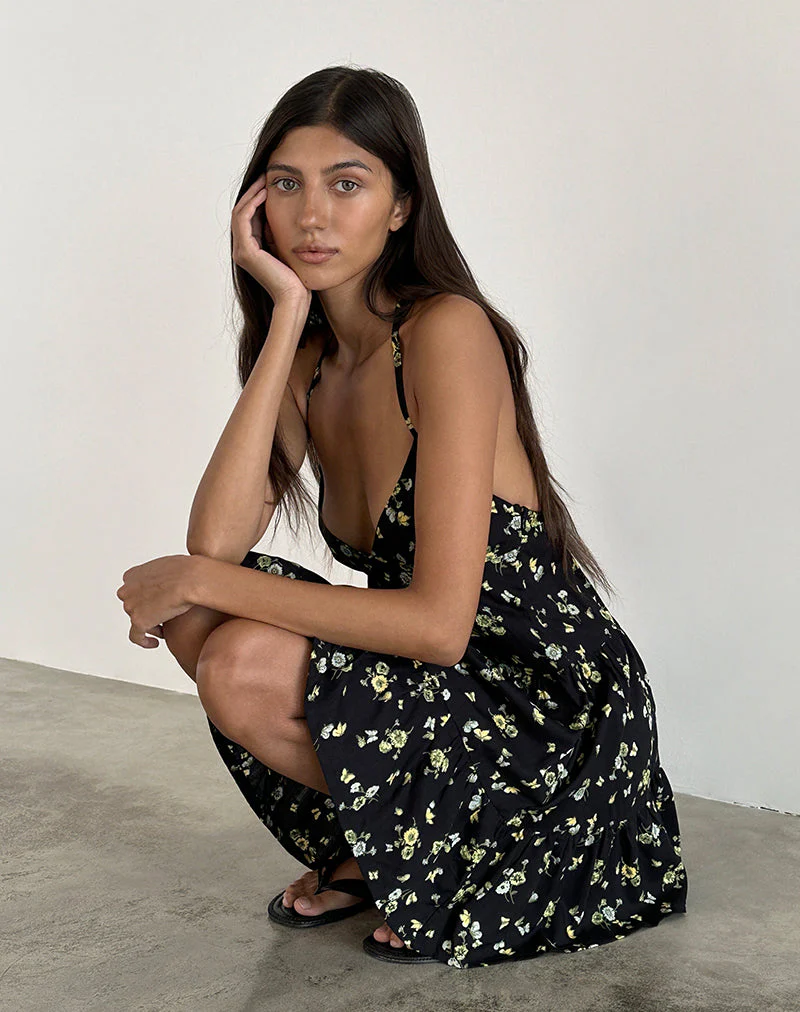 Siskana Mini Dress in Lemon and Lime Black - Image 2