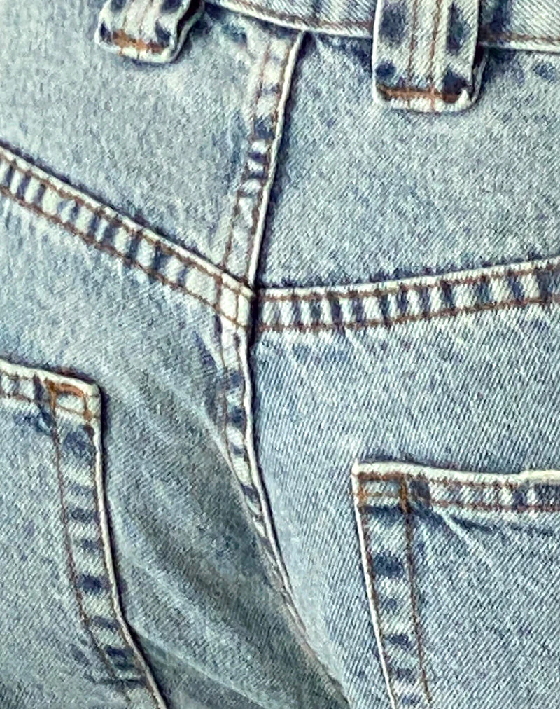 Low Rise Denim Skater Shorts in Bleach Denim - Image 8