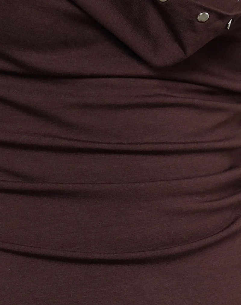 Slater Studded Top in Rayon Jersey Bitter Chocolate - Image 7