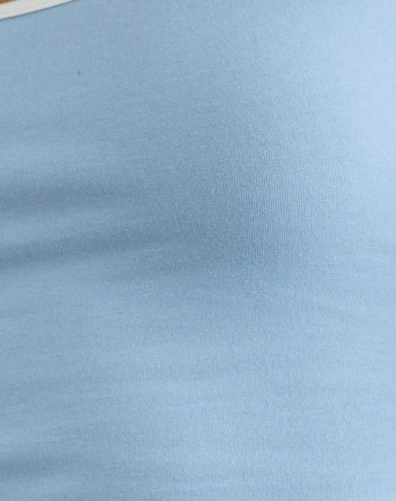 Solani Top in Nantucket Blue with Off White Binding - Image 5