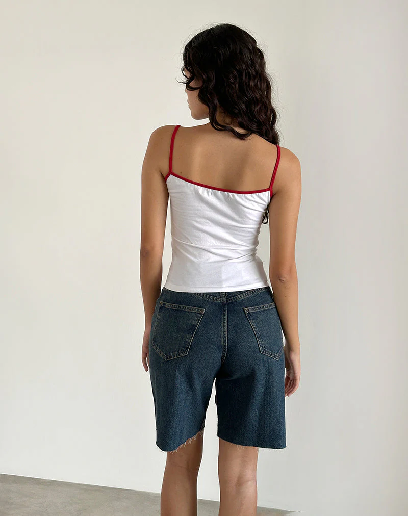 Solani Top in White with Adrenaline Red Binding - Image 3