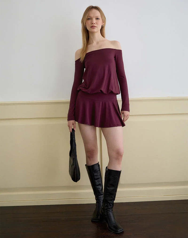 Somiah Bardot Mini Dress in Deep Purple - Image 4