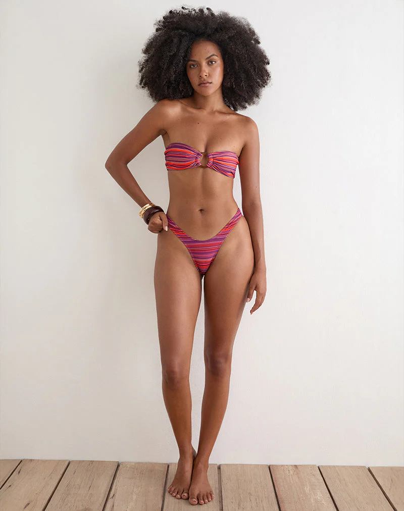 Sorawa Bikini Top in Purple and Red Radiant Lines - Image 2