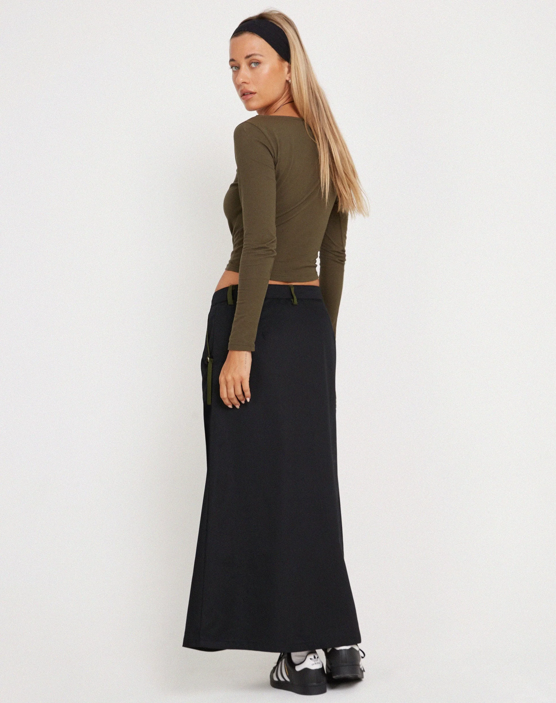 Sorrel Midi Skirt in Black Forest Green - Image 4